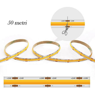 Striscia led COB strip 50MT 24V 600 watt luce fredda calda naturale