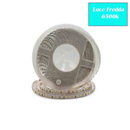 Striscia led 2835 strip bobina 10 metri 24 volt 1200 led smd luce fredda 6500k calda 3000k naturale 4000k ip20