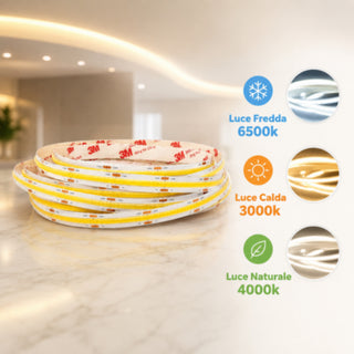 Striscia LED COB  24V 50W bobina strip 5 Metri illuminazione uniforme
