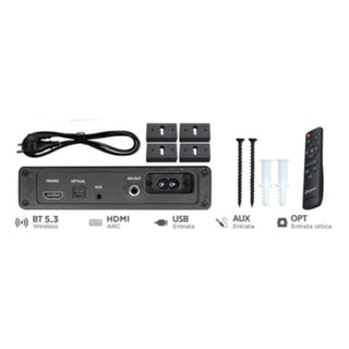 Soundbar 180W con subwoofer 80W per tv Bluetooth 5.3 ingresso ottico