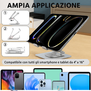Supporto da tavolo per cellulari e tablet da 4” a 16” girevole a 360°