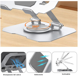 Supporto da tavolo per cellulari e tablet da 4” a 16” girevole a 360°