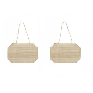 Targhetta in legno 2PZ con corda in canapa da appendere da decoupage
