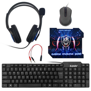 Kit 4in1 postazione gaming  tastiera mouse usb cuffia tappetino
