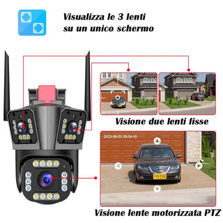 Telecamera WI-FI 3 obbiettivi 4k smart ptz con allarme IP66