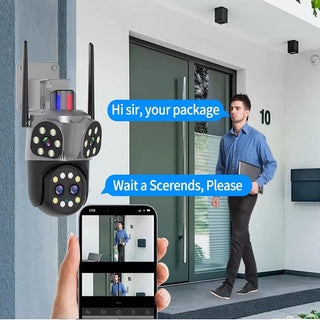 Telecamera WI-FI ptz zoom 10x 3 obbiettivi 8mpx HD allarme led IP66