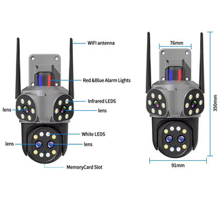 Telecamera WI-FI ptz zoom 10x 3 obbiettivi 8mpx HD allarme led IP66