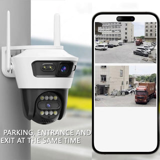 Telecamera wifi doppio obbiettivo motorizzata con zoom 12 led IR IP66