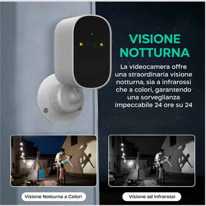 Telecamera ricaricabile wi-fi infrarossi con visone notturna videocamera a batteria IP66