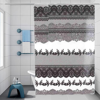 Tenda doccia impermeabile PVC 200x240cm 12 ganci motivo pizzo