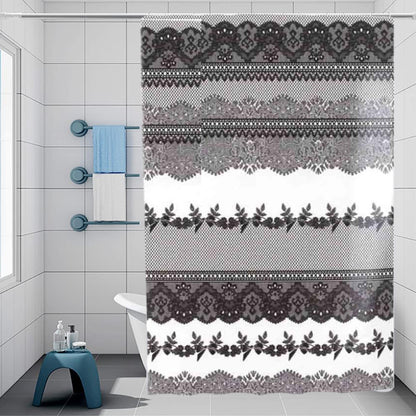 Tenda per doccia vasca da bagno impermeabile pvc 12 ganci effetto pizzo di colore nero 200x240 cm