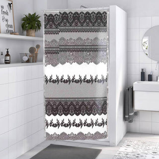 Tenda doccia impermeabile PVC 200x240cm 12 ganci motivo pizzo