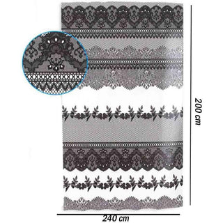 Tenda doccia impermeabile PVC 200x240cm 12 ganci motivo pizzo