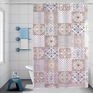 Tenda doccia impermeabile PVC 180x180cm 12 ganci motivo mattonelle