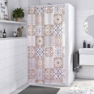 Tenda doccia impermeabile PVC 180x180cm 12 ganci motivo mattonelle