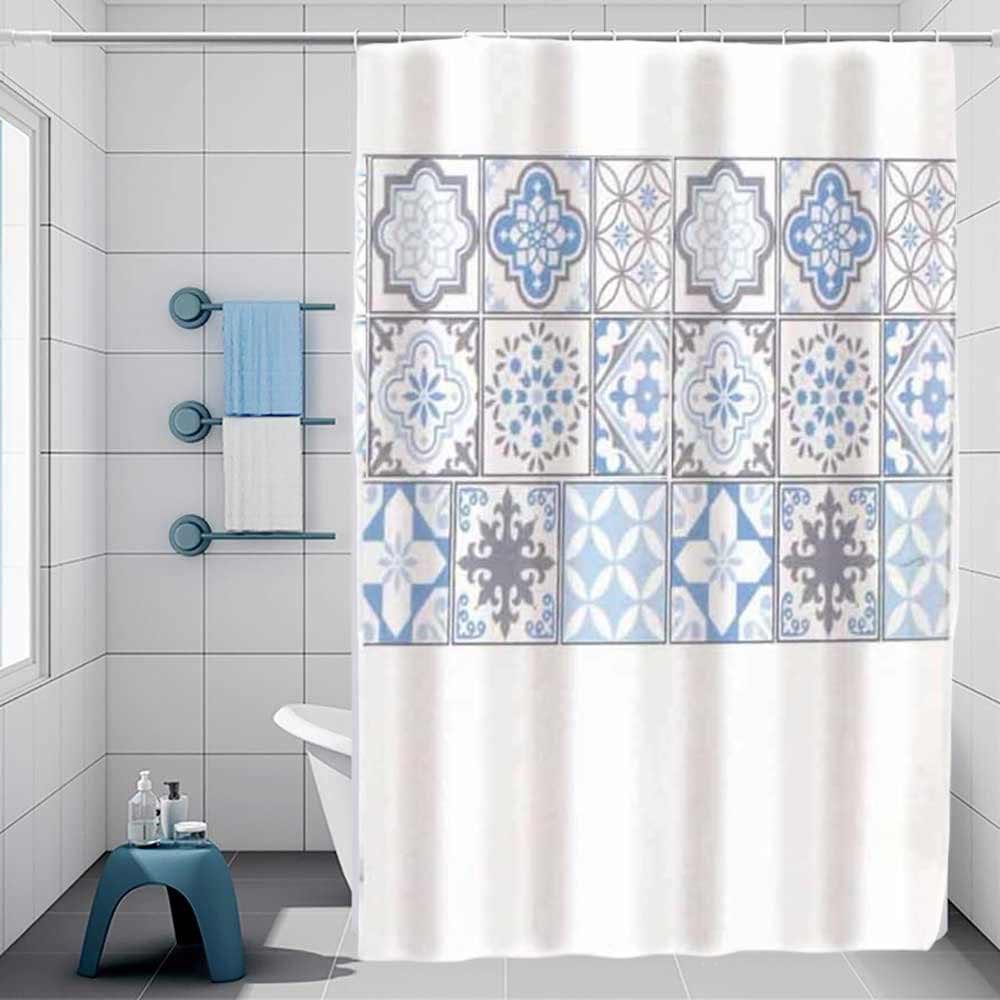 Tenda moderna per doccia vasca da bagno impermeabile pvc 12 ganci stile Maiorca 180x180 cm