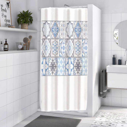 Tenda moderna per doccia vasca da bagno impermeabile pvc 12 ganci stile Maiorca 180x180 cm