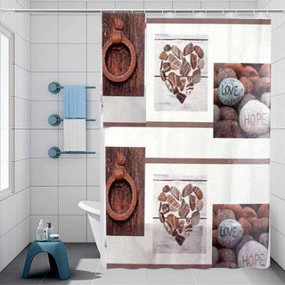 Tenda doccia impermeabile PVC 180x180cm 12 ganci motivo shabby chic