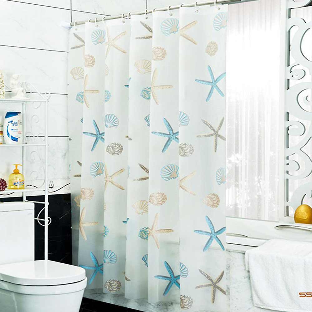 Tenda moderna per doccia vasca da bagno impermeabile pvc 12 ganci decorata con stelle marine 200x240 cm