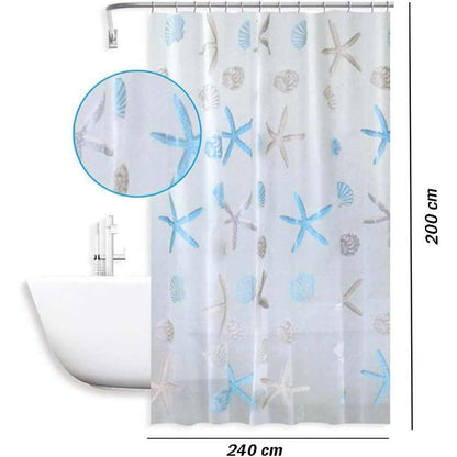 Tenda moderna per doccia vasca da bagno impermeabile pvc 12 ganci decorata con stelle marine 200x240 cm