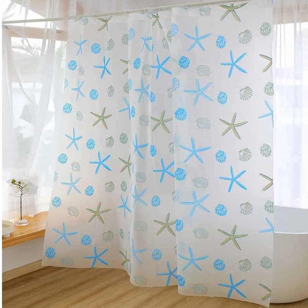 Tenda moderna per doccia vasca da bagno impermeabile pvc 12 ganci decorata con stelle marine 200x240 cm