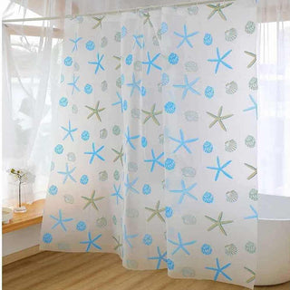 Tenda doccia impermeabile PVC 200x240cm 12 ganci motivo stelle marine