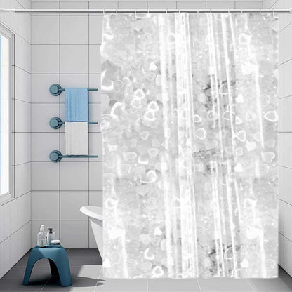 Tenda moderna per doccia vasca da bagno impermeabile pvc bianco trasparente con 12 ganci effetto 3D con cuori 200x180 cm