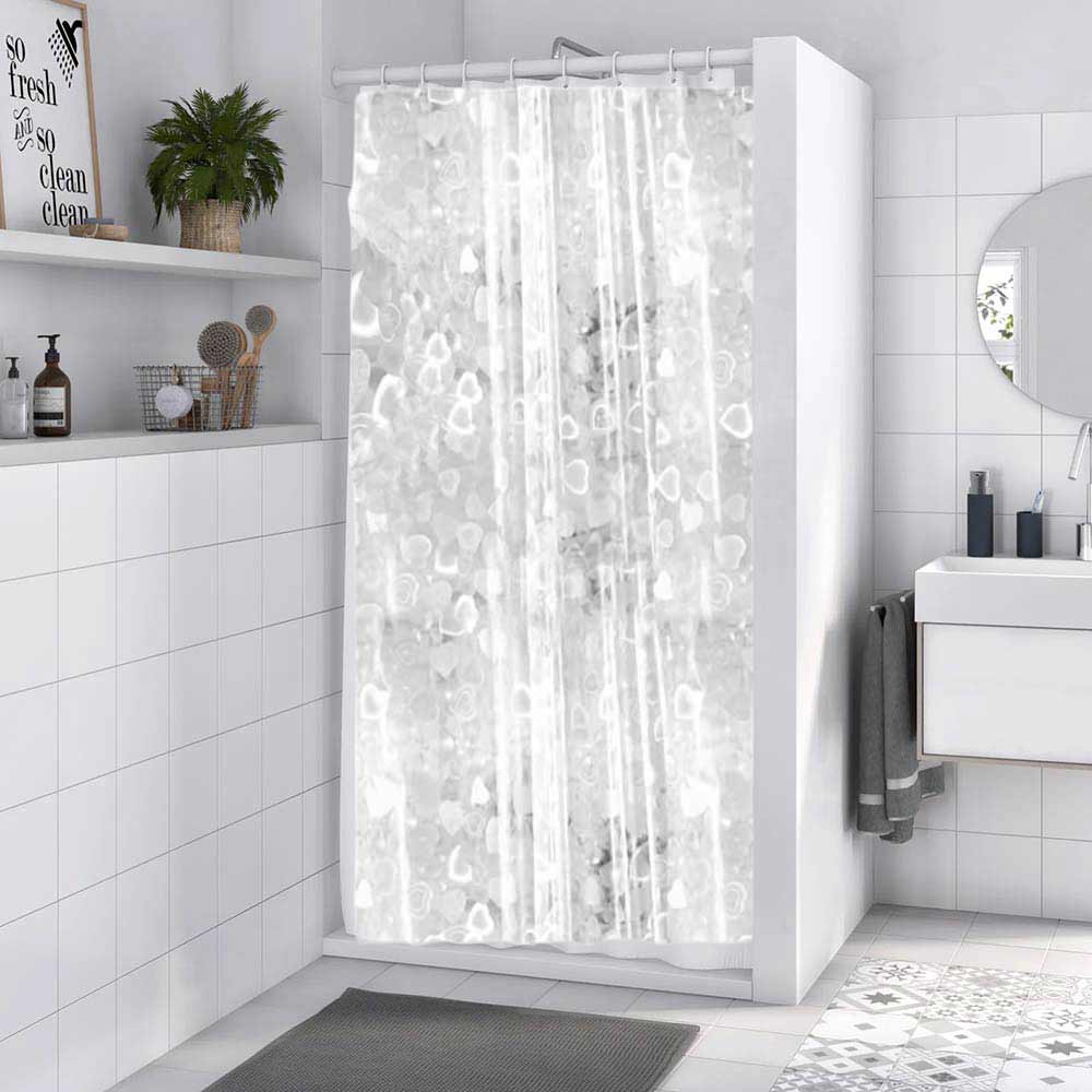 Tenda moderna per doccia vasca da bagno impermeabile pvc bianco trasparente con 12 ganci effetto 3D con cuori 200x180 cm