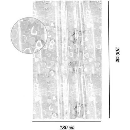Tenda moderna per doccia vasca da bagno impermeabile pvc bianco trasparente con 12 ganci effetto 3D con cuori 200x180 cm