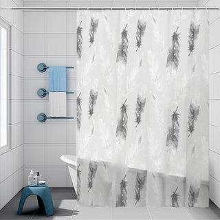 Tenda doccia impermeabile PVC 180x200 cm 12 ganci motivo piume