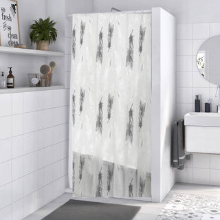 Tenda doccia impermeabile PVC 180x200 cm 12 ganci motivo piume