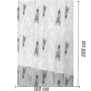Tenda doccia impermeabile PVC 180x200 cm 12 ganci motivo piume