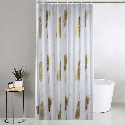 Tenda moderna per doccia vasca da bagno impermeabile pvc 12 ganci decorata con foglie oro 200x180 cm