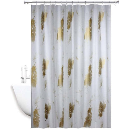 Tenda moderna per doccia vasca da bagno impermeabile pvc 12 ganci decorata con foglie oro 200x180 cm