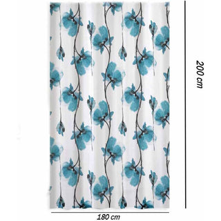 Tenda doccia impermeabile PVC 12 ganci motivo fiori blu varie musure