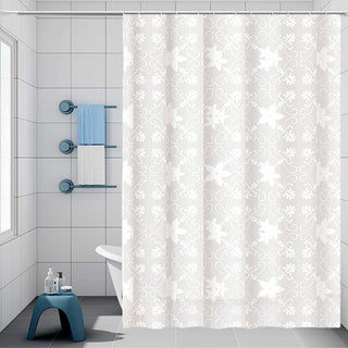 Tenda doccia impermeabile PVC 12 ganci motivo fiori varie misure