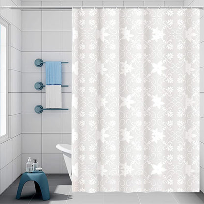 Tenda per doccia vasca da bagno bianca impermeabile pvc 12 ganci decorata con fiori da 200x180 cm e 200x240 cm