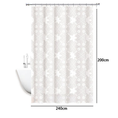 Tenda per doccia vasca da bagno bianca impermeabile pvc 12 ganci decorata con fiori da 200x180 cm e 200x240 cm