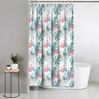 Tenda doccia impermeabile PVC 180x200 cm 12 ganci motivo fenicotteri