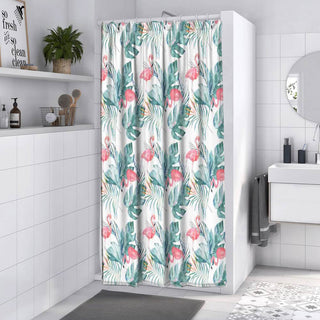 Tenda doccia impermeabile PVC 180x200 cm 12 ganci motivo fenicotteri
