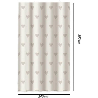 Tenda doccia impermeabile PVC 200x240 cm 12 ganci motivo  cuori