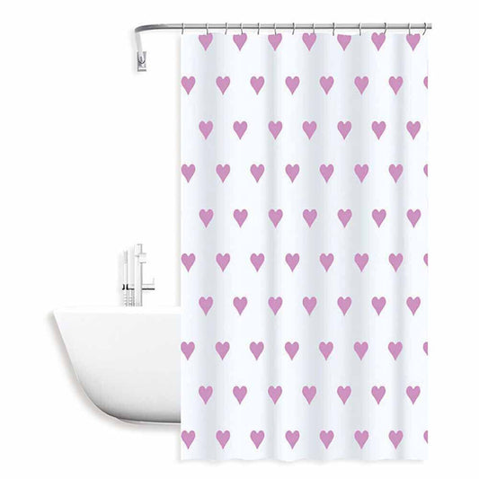 Tenda per doccia vasca da bagno impermeabile pvc 12 ganci decorata con cuori rosa 180x200 cm