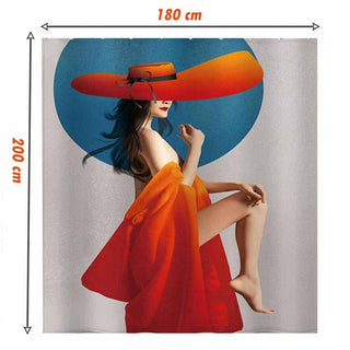 Tenda doccia impermeabile tessuto 180x200cm 12 ganci motivo donna