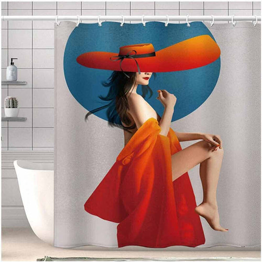 Tenda per doccia vasca da bagno impermeabile in tessuto12 ganci anelli decorata con una donna sexy 200x180 cm