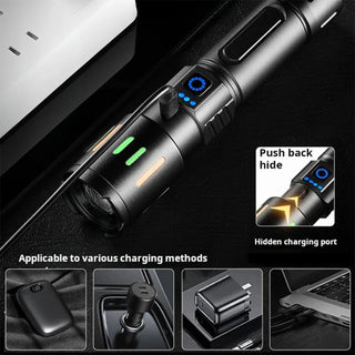 Torcia led cob 200 mt dimmerabile lampada ricaricabile con zoom