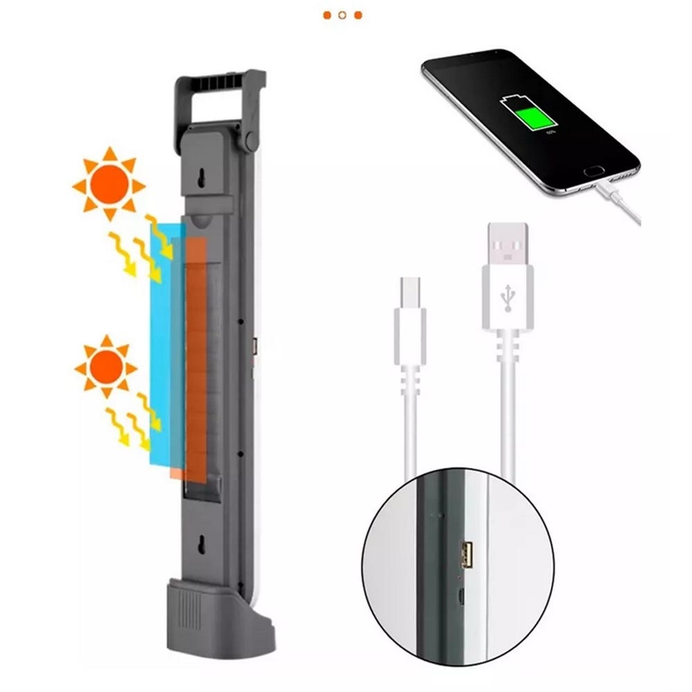 Torcia emergenza ricaricabile con pannello solare lampada aa 45 led più 1 led cob tripla colorazione di luce power bank