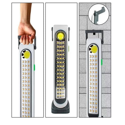 Torcia emergenza ricaricabile con pannello solare lampada aa 45 led più 1 led cob tripla colorazione di luce power bank