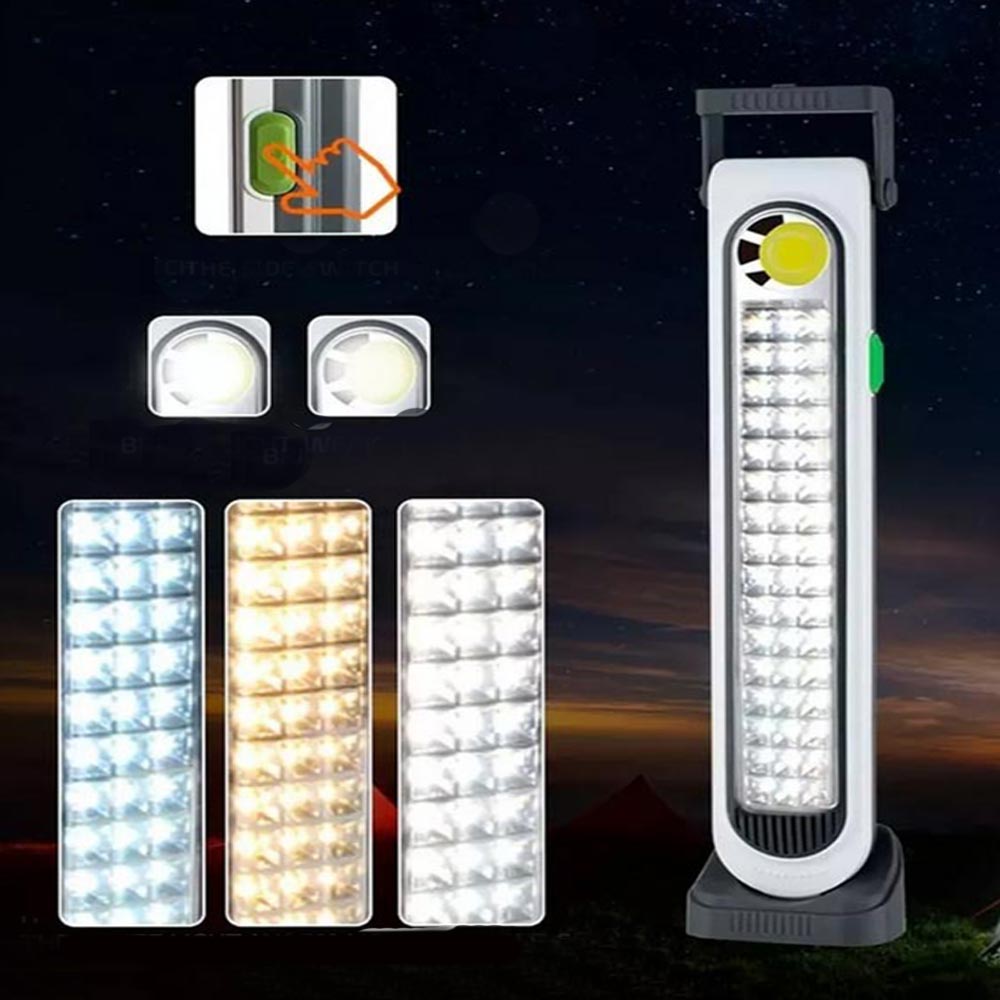 Torcia emergenza ricaricabile con pannello solare lampada aa 45 led più 1 led cob tripla colorazione di luce power bank