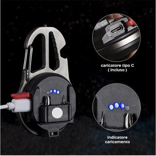 Torcia ricaricabile multiuso 6 modalità di illuminazione + cavalletto