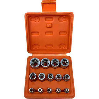 Bussole torx 14 pezzi in cromo vanadio 1/4" 3/8" 1/2" misure 4 a 24 mm